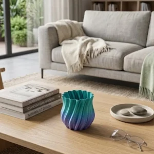 3D Kıvrımlı Mavi Vazo Modern Dekoratif Şık Ev Aksesuarı