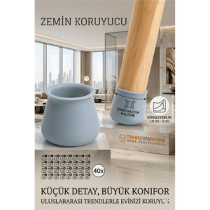 Silikonlu Sandalye Ayak Koruyucu – Sessiz ve Çiziksiz Kullanım 40’lı Set GRİ 723002