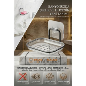 Yapışkanlı Sabunluk – Su Giderli Katı Sabun Kutusu 13 x 9 cm 723054