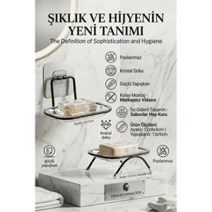 Yapışkanlı ve Ayaklı Sabunluk Seti – Su Giderli Katı Sabun Kutusu 723055