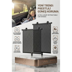 Otomatik Toplanır Araç Perdesi 2'li Set | 36x45 cm Vantuzlu Yan Cam Güneşliği 723080