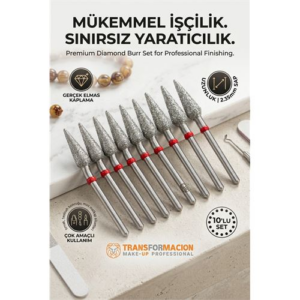 10'lu Ultra Hassas Elmas Freze Ucu - Kuru Manikür Tırnak Hobi Gravür Seti 266/ 040R 723101