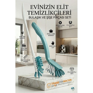 2'li Profesyonel Set - Biberon Şişe ve Kavanoz Fırçası ile Bulaşık Fırçası 723096