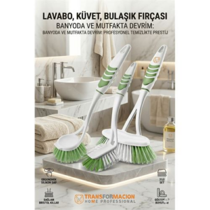 3'lü Profesyonel Temizlik Fırçası Seti - Ergonomik Banyo Lavabo ve Bulaşık Fırçası 723095