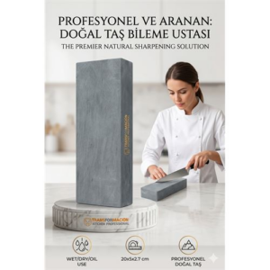 Profesyonel Doğal Bileme Taşı | Islak Yağlı ve Kuru Kullanım | Şef Bıçak Bileyici 723078