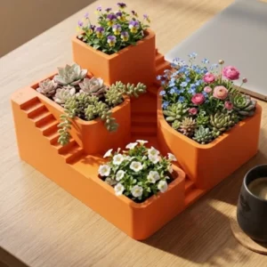 3D Baskı Çoklu Kaktüs ve Sukulent Saksı Seti Şık Tasarım Dekoratif Bitki Düzenleyici