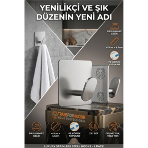 2'li Banyo ve Mutfak Askı Seti - SUS304 Lazer Kesim Çelik Ultra Güçlü Yapışkanlı Askı 723140