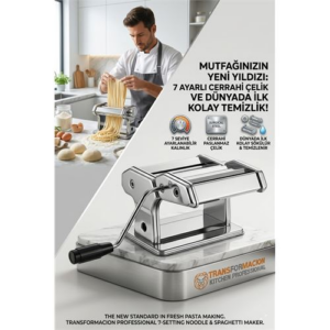 Profesyonel Sökülebilir Kolay Temizlenen Erişte ve Makarna Makinesi - 7 Ayarlı Hamur Açma Spagetti Makinası 723138