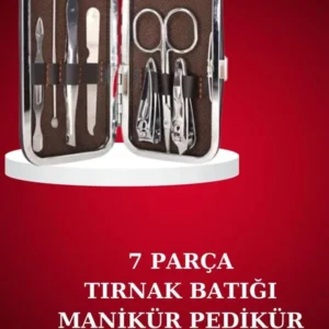 Manikür Pedikür Seti 7 Parça Tırnak Makası Kaş Makası Cımbız Çantalı