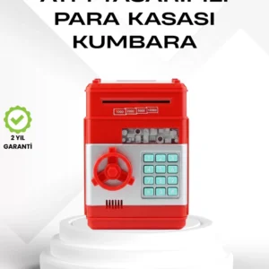 Kırmızı Şifreli ATM Kasa Para Yutan Kumbara