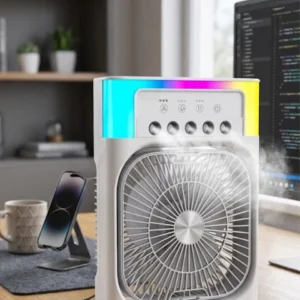 Su Püskürtmeli Mini Klima Fan USB Şarjlı Masaüstü Soğutucu RGB Işıklı