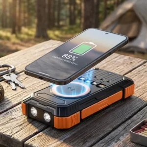 20000 mAh Powerbank Güneş Enerjili Kablosuz Şarj Hızlı Şarj Taşınabilir Batarya