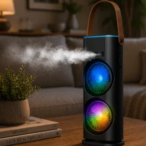 Çift Fanlı Nemlendiricili Masaüstü Soğutucu USB Girişli Sessiz Serinletici